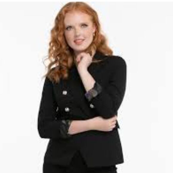 Jules & Leopold Elegant Black Velvet Double Breasted Jacket Blazer - Picture 10 of 10